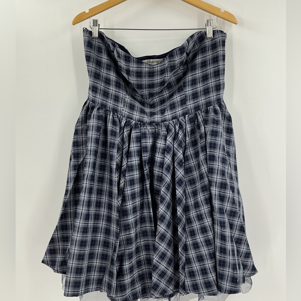 Kathrine Plaid Strapless Mini Dress XL - Picture 2 of 9